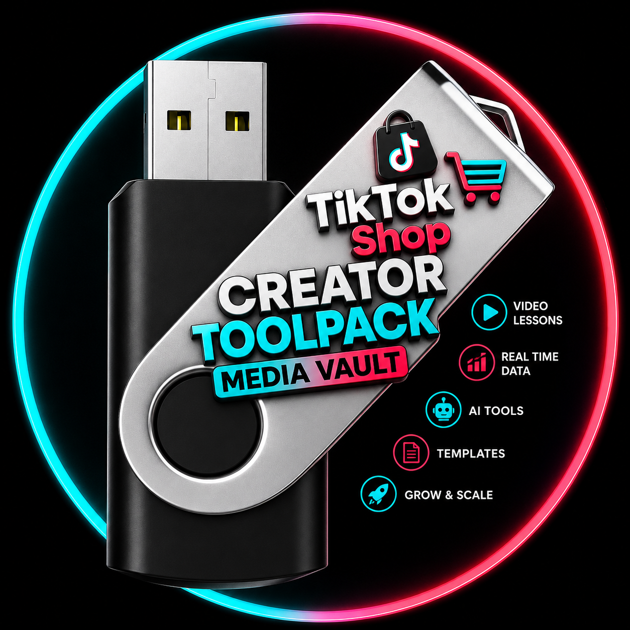 Duro4Eva® Creator Media Vault™
TikTok Shop Creator Toolkit USB Drive
Video Lessons • AI Tools • Templates • Creator Resources