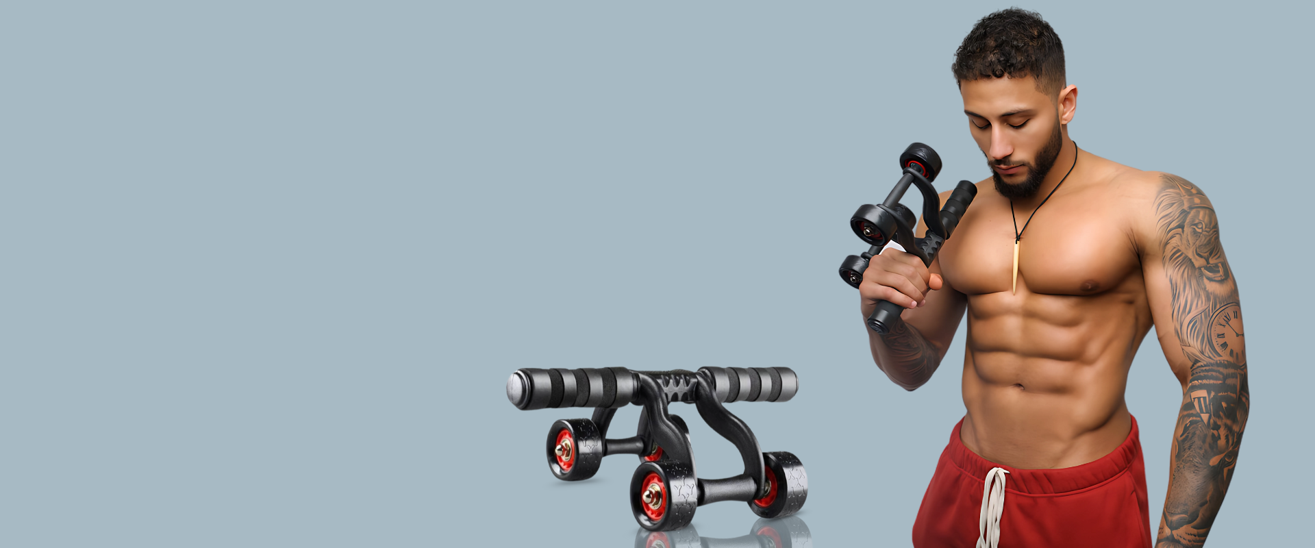 7 in 1 symmetrical abs Set, 4 Wheel roller